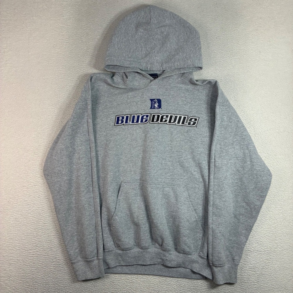 Y2K Duke Blue Devils Hoodie Men M Gray Sweatshirt Pullover University Vintage